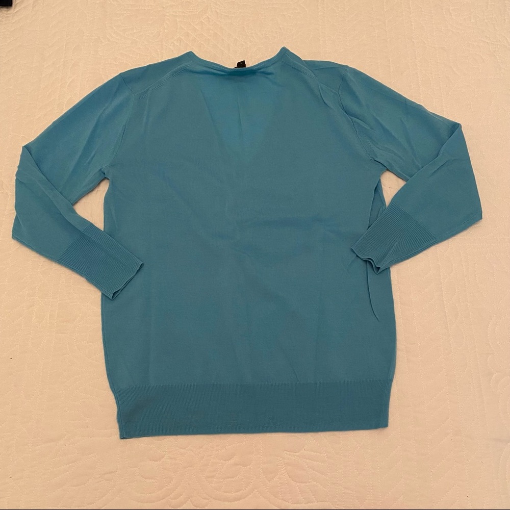 J crew merino wool blue sweater size small v-neck - Picture 4 of 4